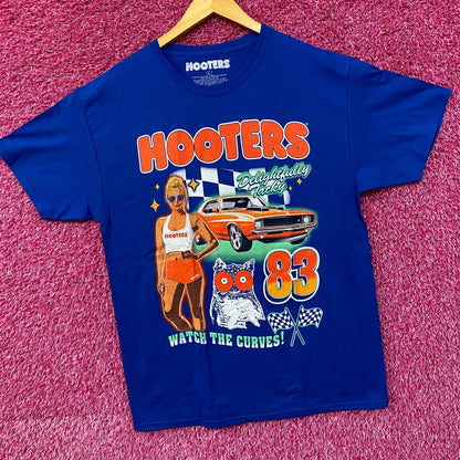 Hooters Delightfully Tacky Racing 83 Watch The Curves T-shirt Large