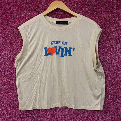 Junk Food Clothing Women's "Keep On Lovin'" Vintage Style Tissue Crop Tank Large
