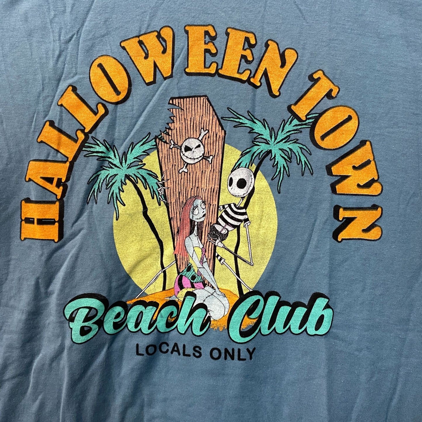 Tim Burton The Nightmare Before Christmas Halloween Town Beach Club T-Shirt XL