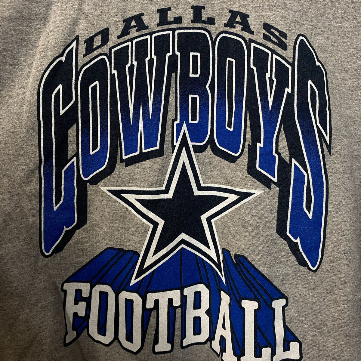 Junk Food Clothing Cowboy Dallas Heathered Gray Crewneck Pullover Sweatshirt Small