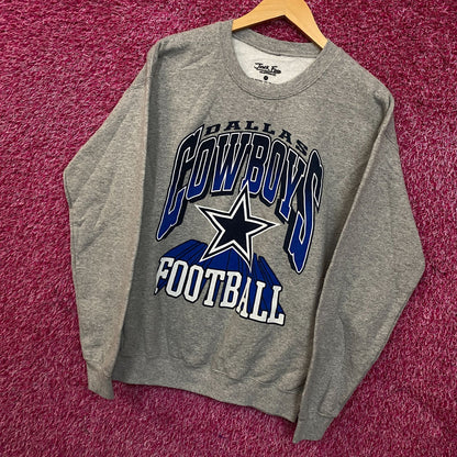 Junk Food Clothing Cowboy Dallas Heathered Gray Crewneck Pullover Sweatshirt Small