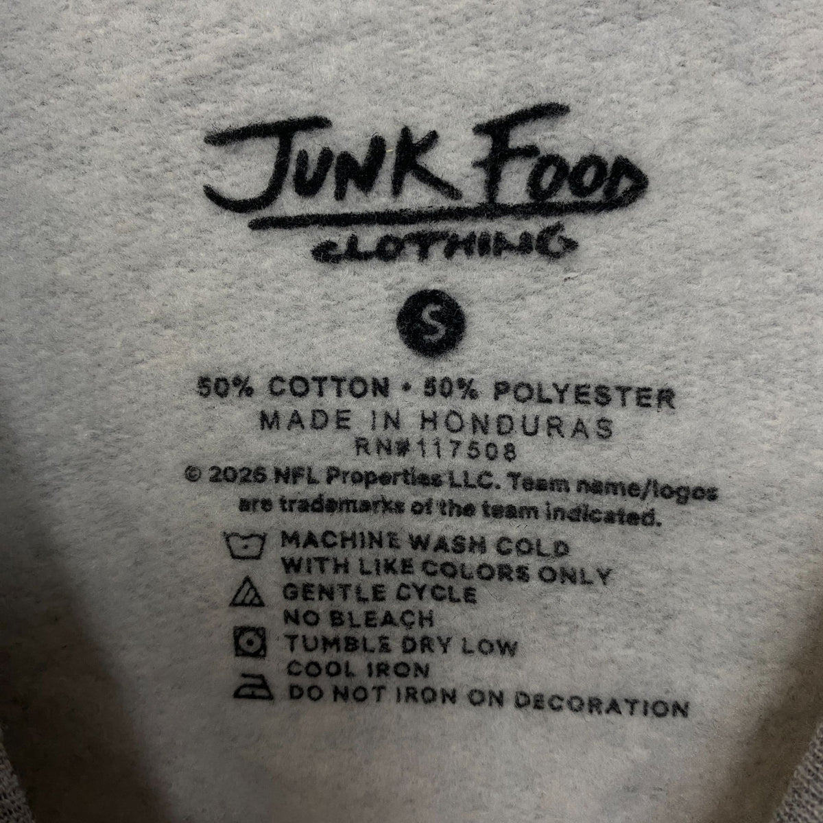 Junk Food Clothing Cowboy Dallas Heathered Gray Crewneck Pullover Sweatshirt Small