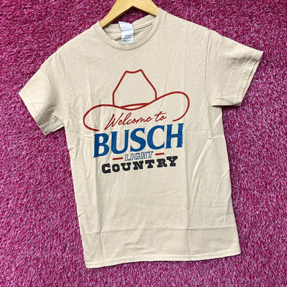 Welcome to Busch Light Country Cowboy Hat Beige T-Shirt XS