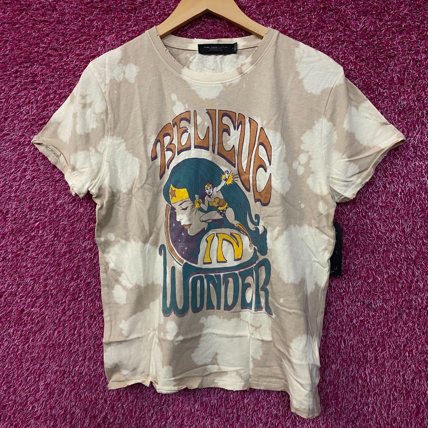 Junk Food Clothing Wonder Woman Believe in Wonder Tie-Dye T-Shirt Small