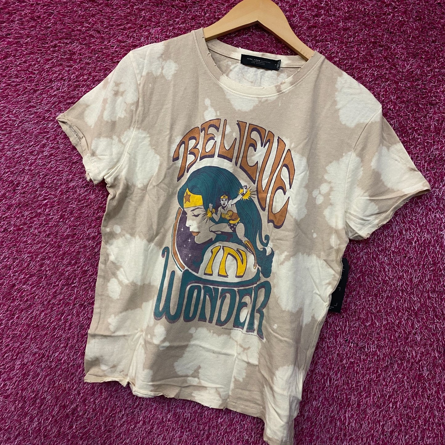 Junk Food Clothing Wonder Woman Believe in Wonder Tie-Dye T-Shirt Small