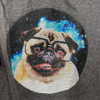 Made Right Pug with Glasses 3/4 Long Sleeve V-Neck T-Shirt Medium