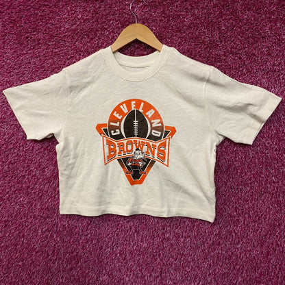 Junk Food Clothing Women's NFL Cleveland Browns Mock Neck Crop Tee XS