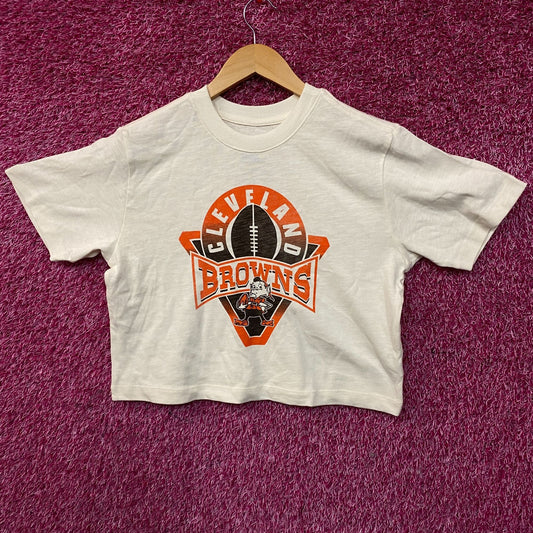 Junk Food Clothing Women's NFL Cleveland Browns Mock Neck Crop Tee XS