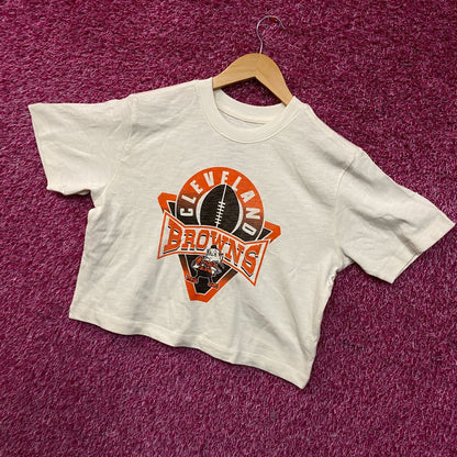 Junk Food Clothing Women's NFL Cleveland Browns Mock Neck Crop Tee XS