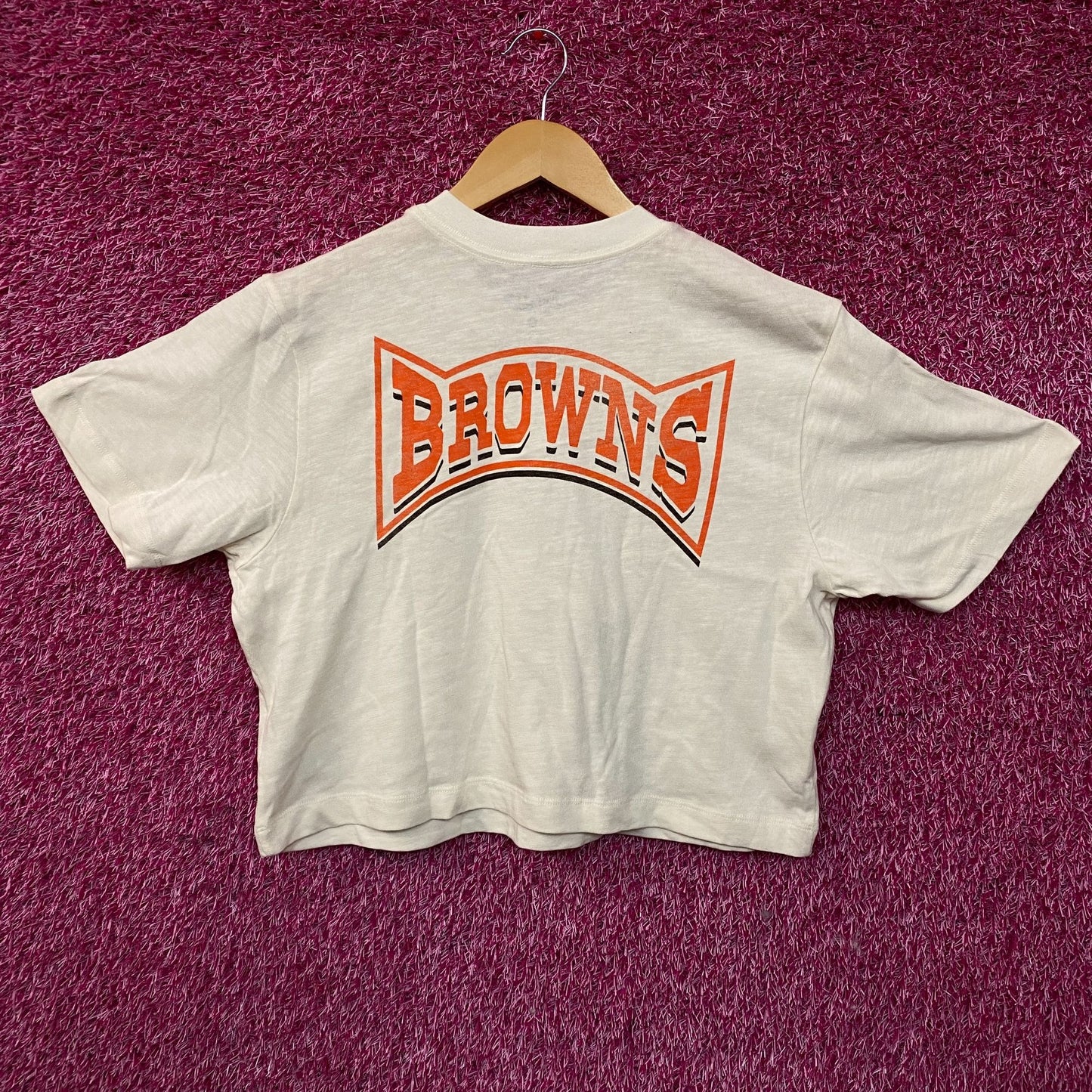 Junk Food Clothing Women's NFL Cleveland Browns Mock Neck Crop Tee XS