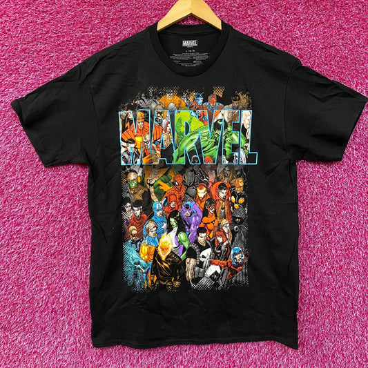 Marvel Super Hero Group Shot Graphic Design T-Shirt large