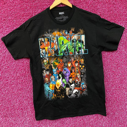Marvel Super Hero Group Shot Graphic Design T-Shirt large