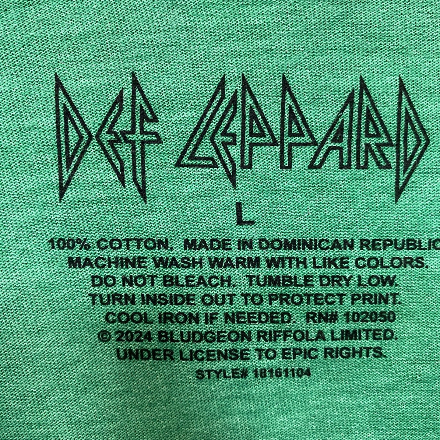 Def Leppard Hysteria Album Cover Green T-Shirt Large