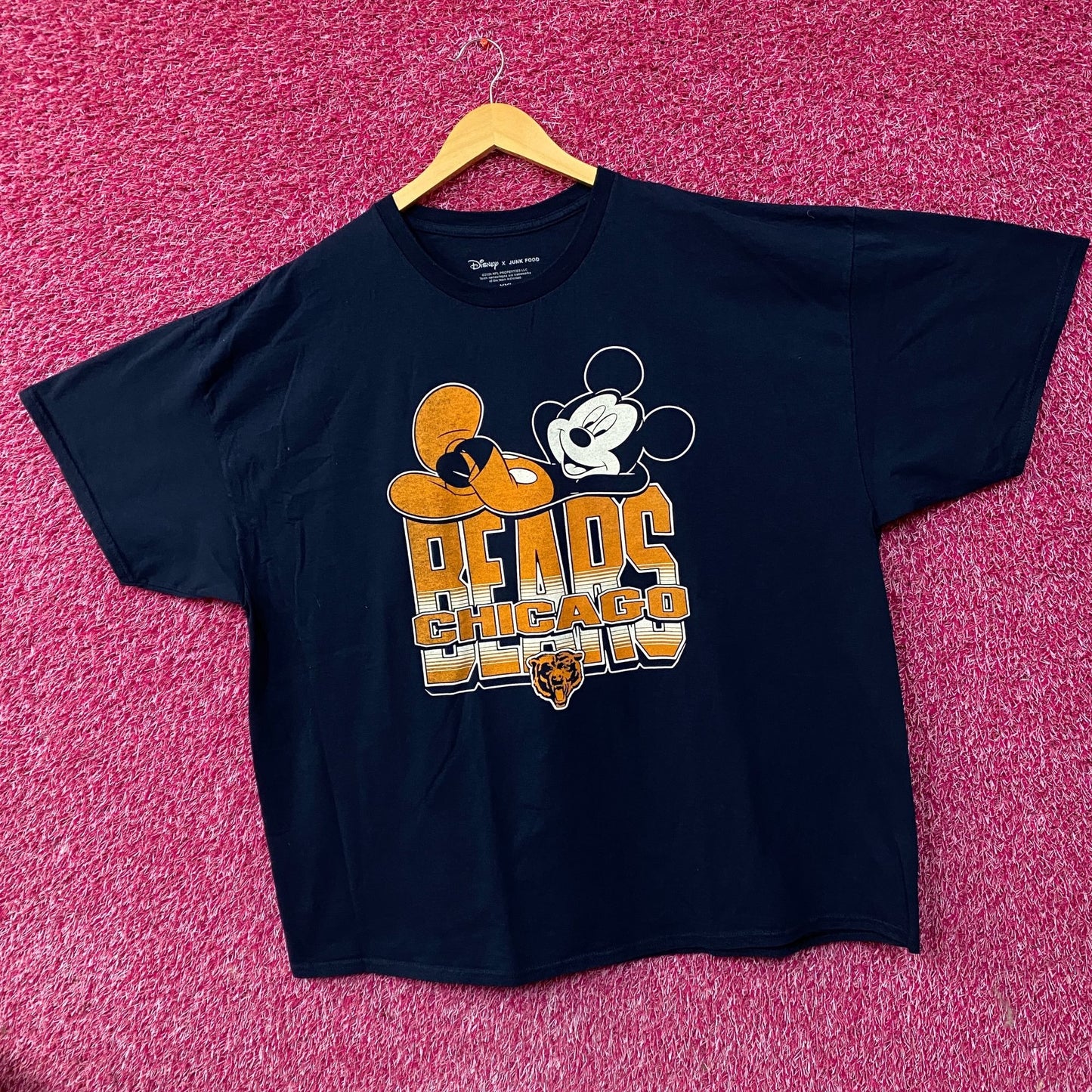 Disney x Junk Food NFL Chicago Bears Mickey Mouse Navy Blue Shirt 2XL