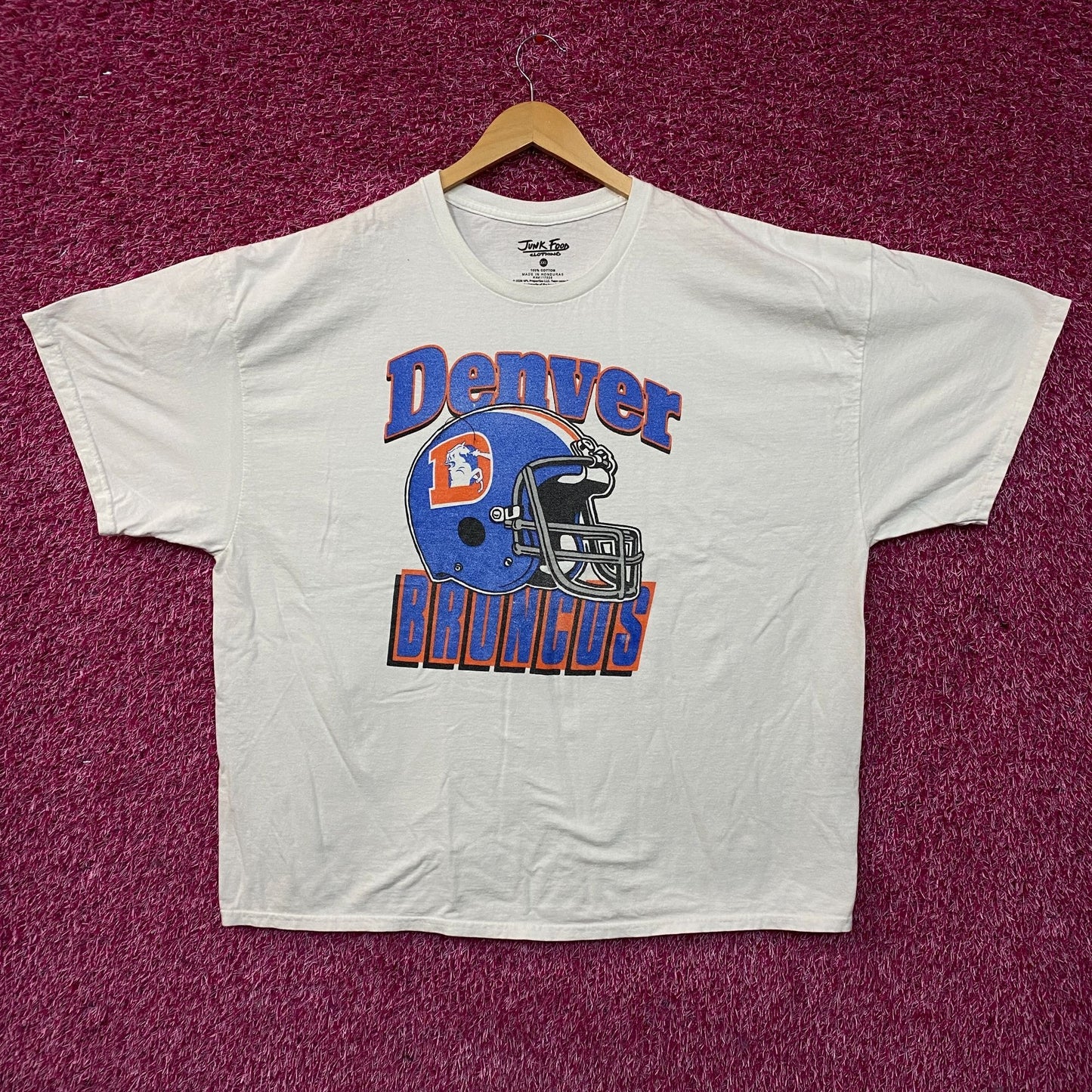 Junk Food NFL Denver Broncos Throwback Helmet Logo T- Shirt 2XL