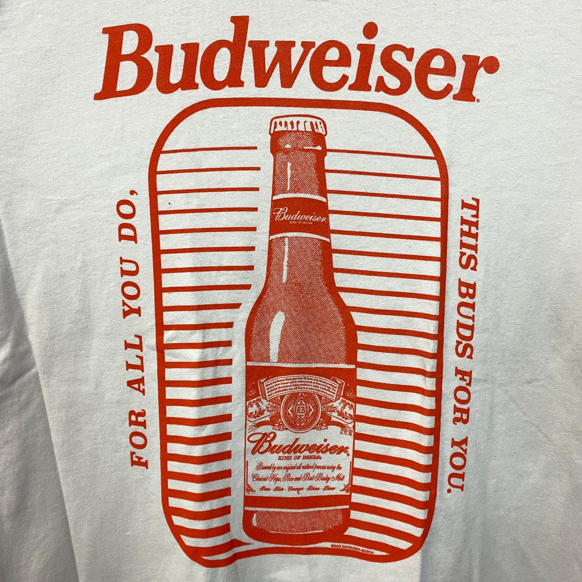 Budweiser "This Bud's for You" Retro Graphic T-Shirt Large