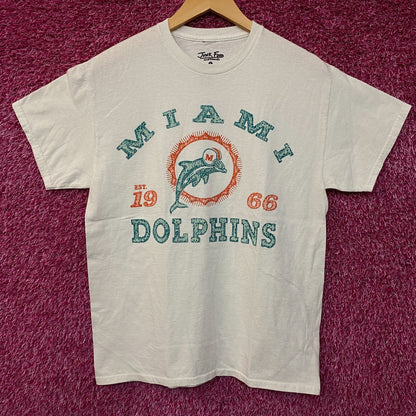 Junk Food Clothing Miami Dolphins Faded Retro Style Graphic T-Shirt Small