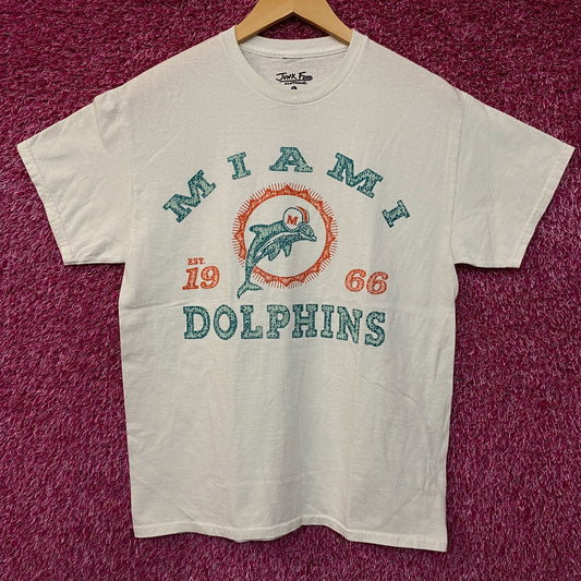 Junk Food Clothing Miami Dolphins Faded Retro Style Graphic T-Shirt Small