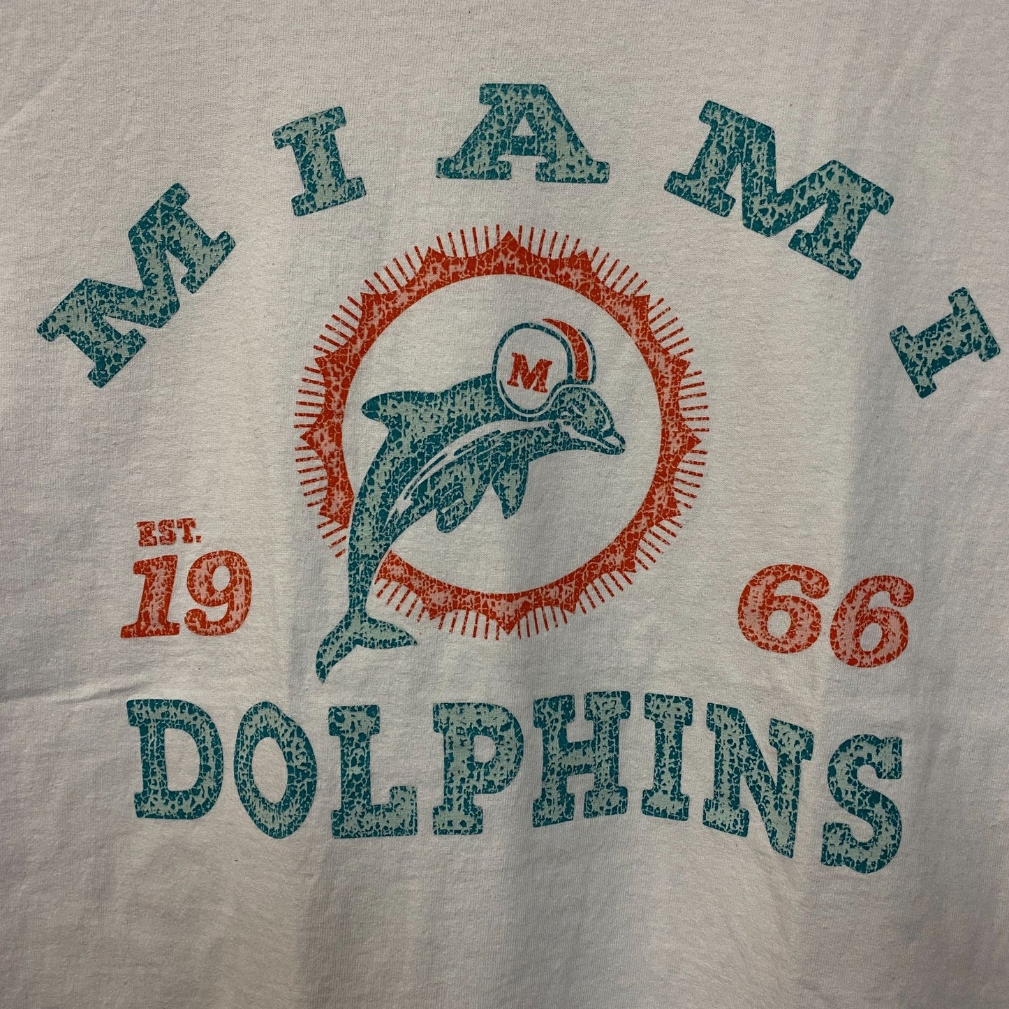 Junk Food Clothing Miami Dolphins Faded Retro Style Graphic T-Shirt Small