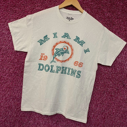 Junk Food Clothing Miami Dolphins Faded Retro Style Graphic T-Shirt Small