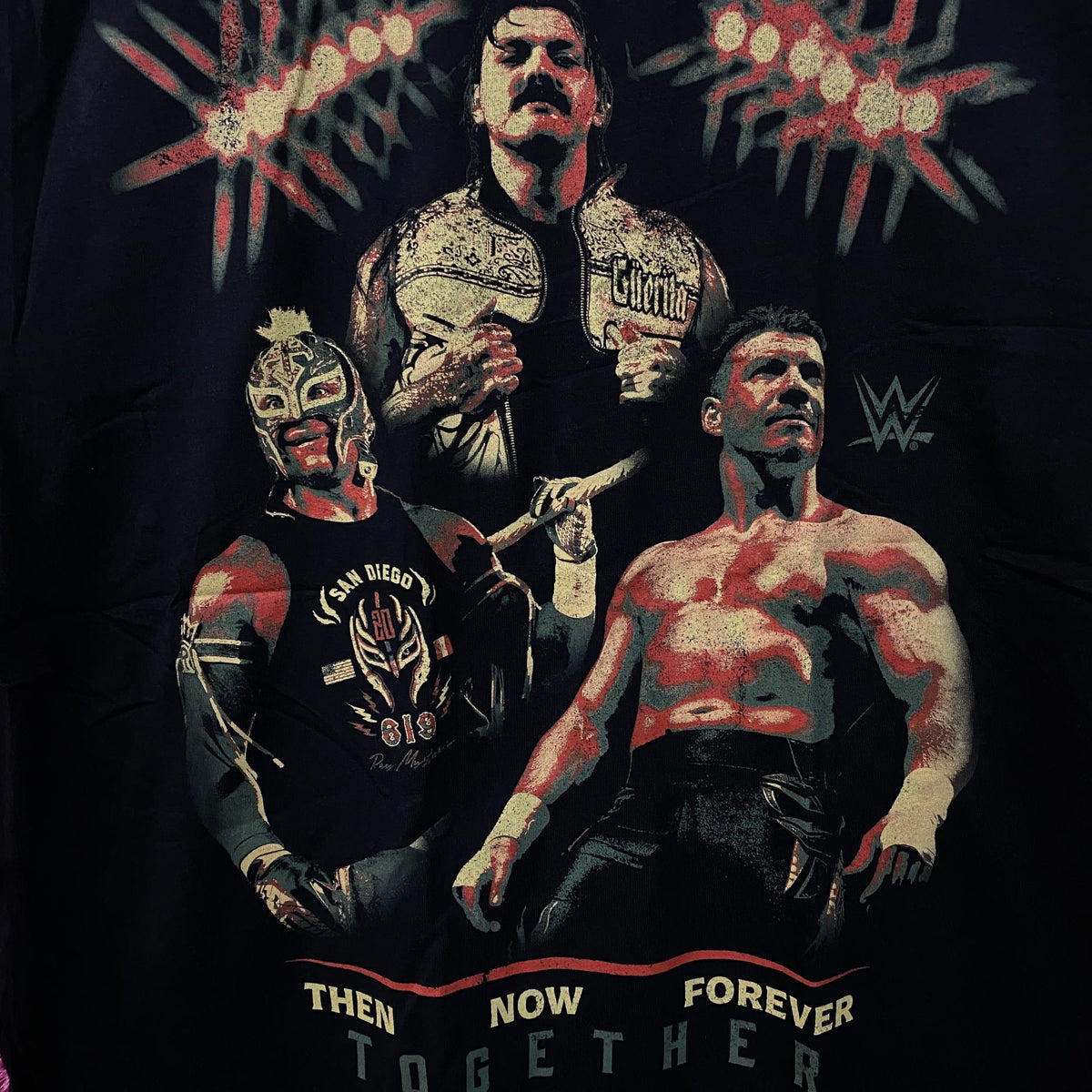 WWE "Then. Now. Forever. Together." Dom, Rey, Eddie Boxy T-Shirt XL