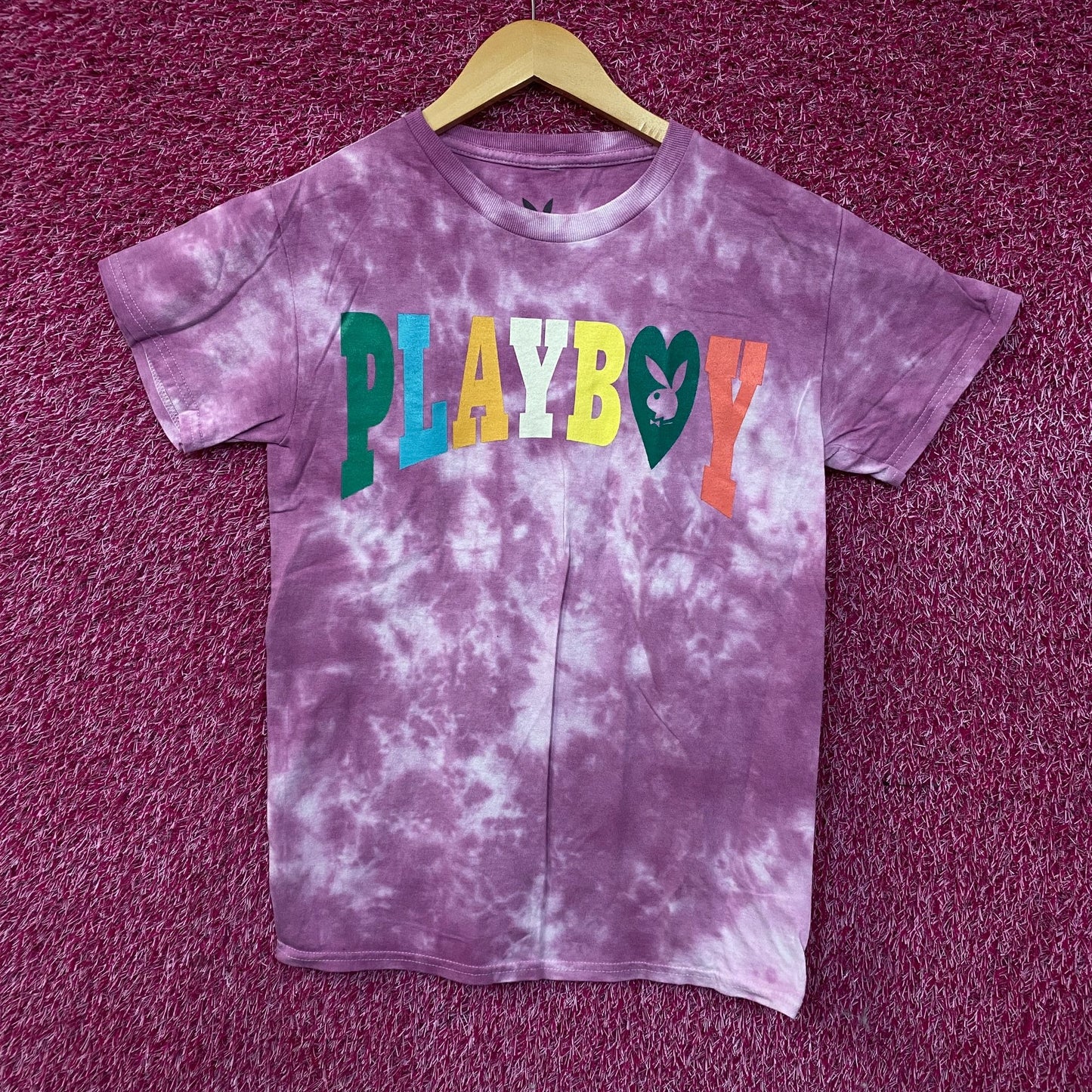 Playboy Colorful Arc Logo Tie-Dye Graphic T-Shirt Small