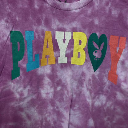 Playboy Colorful Arc Logo Tie-Dye Graphic T-Shirt Small