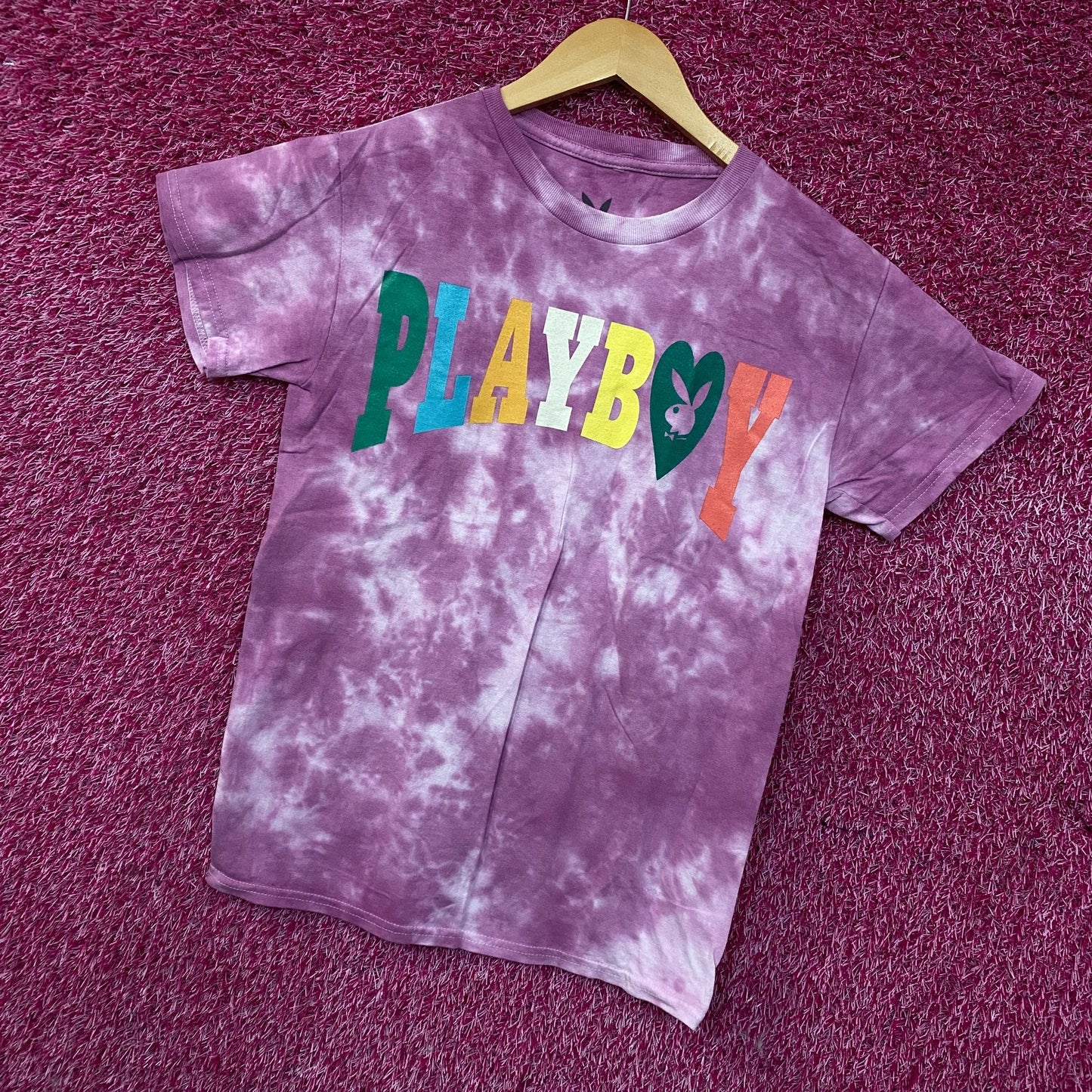 Playboy Colorful Arc Logo Tie-Dye Graphic T-Shirt Small