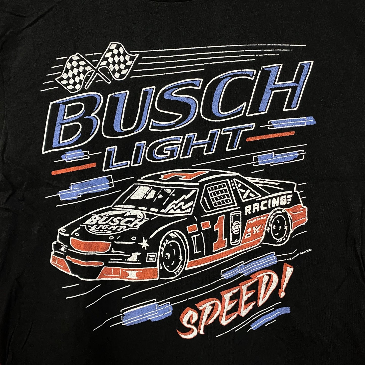 Busch Light Speed Racing Car Graphic Design T-Shirt Small