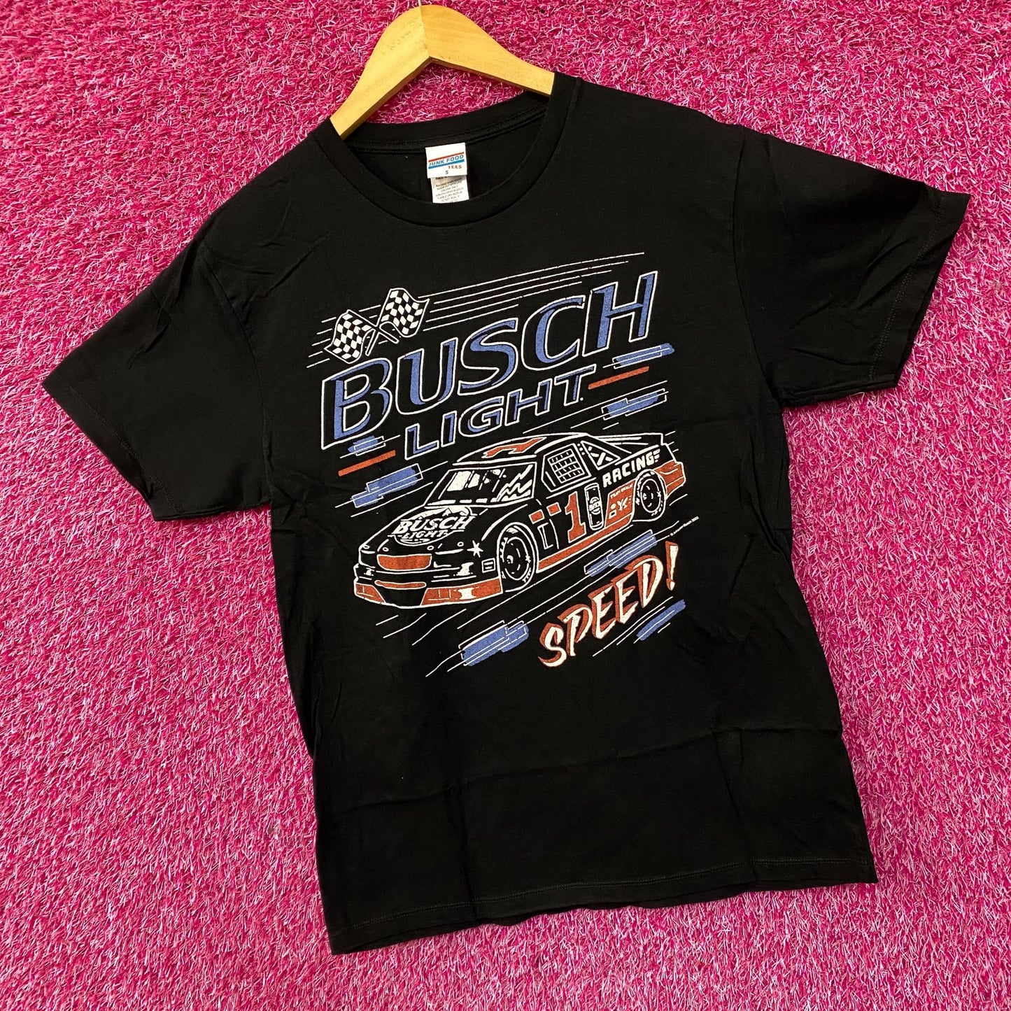 Busch Light Speed Racing Car Graphic Design T-Shirt Small