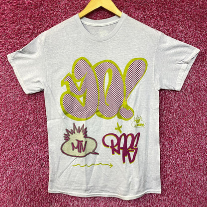 MTV 90's Graffiti Pop Art Poster Light Blue T-Shirt Large