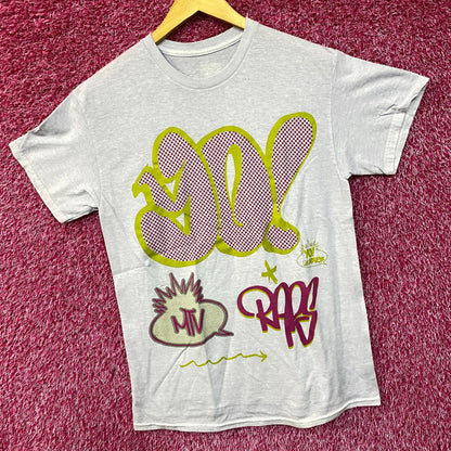 MTV 90's Graffiti Pop Art Poster Light Blue T-Shirt Large