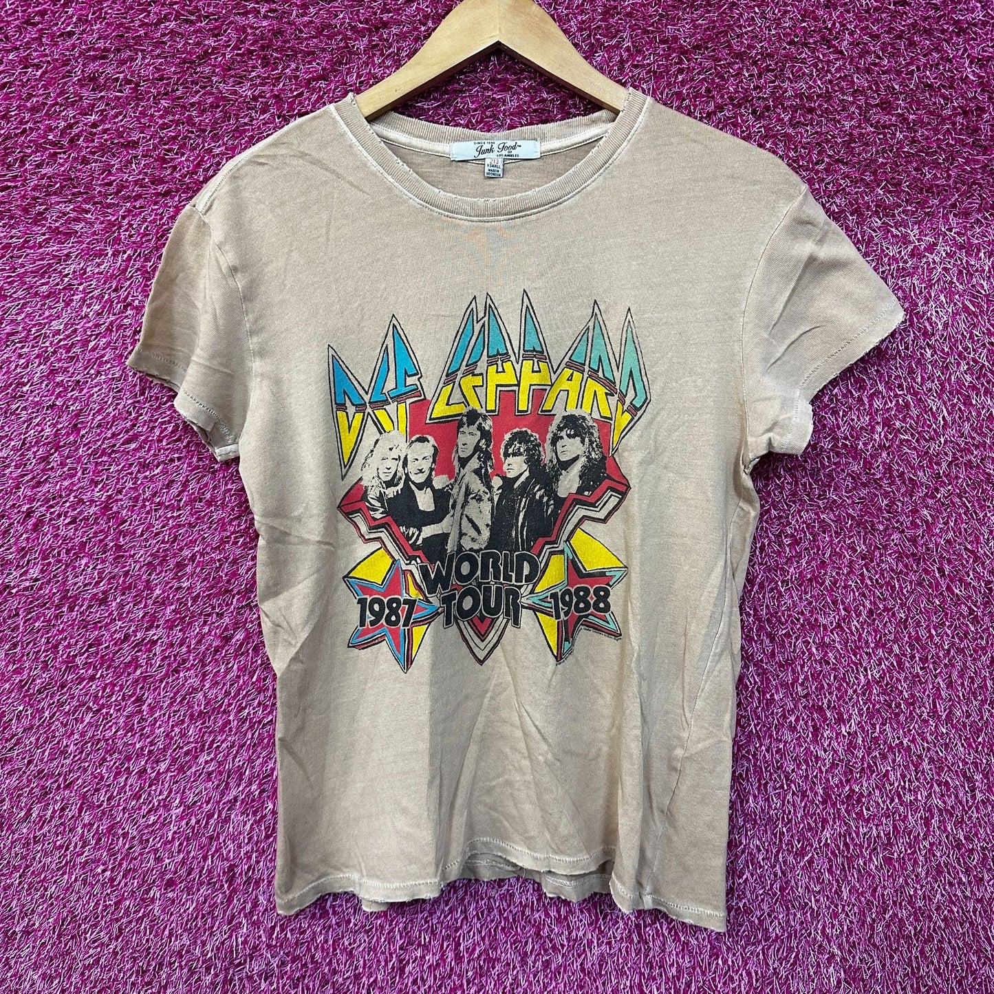 Def Leppard Hysteria 1987 World Tour Rock Band Womens Top XS