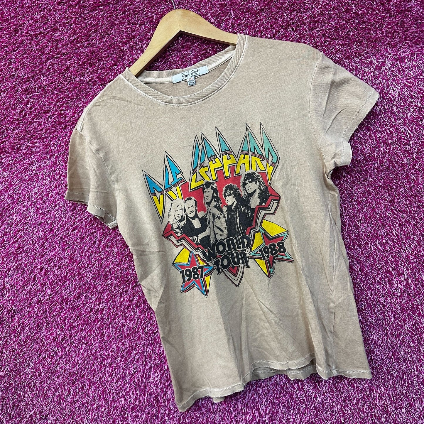 Def Leppard Hysteria 1987 World Tour Rock Band Womens Top XS