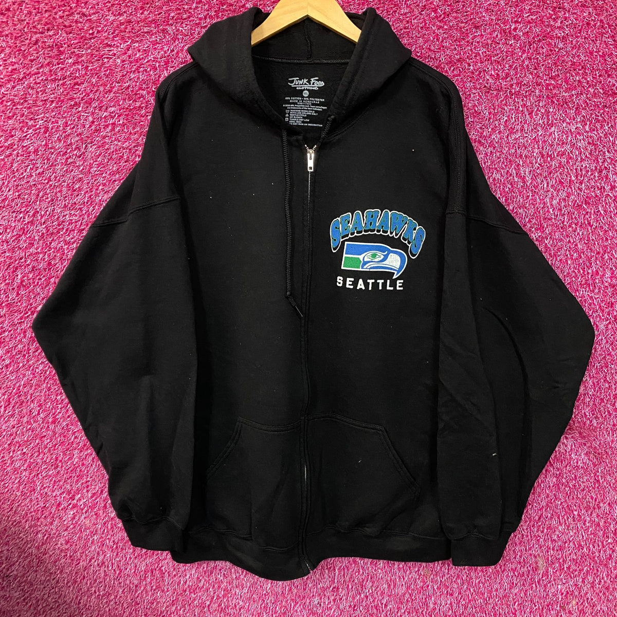 Junk Food Seattle Seahawks Zip Up Black Hoodie size 2XL