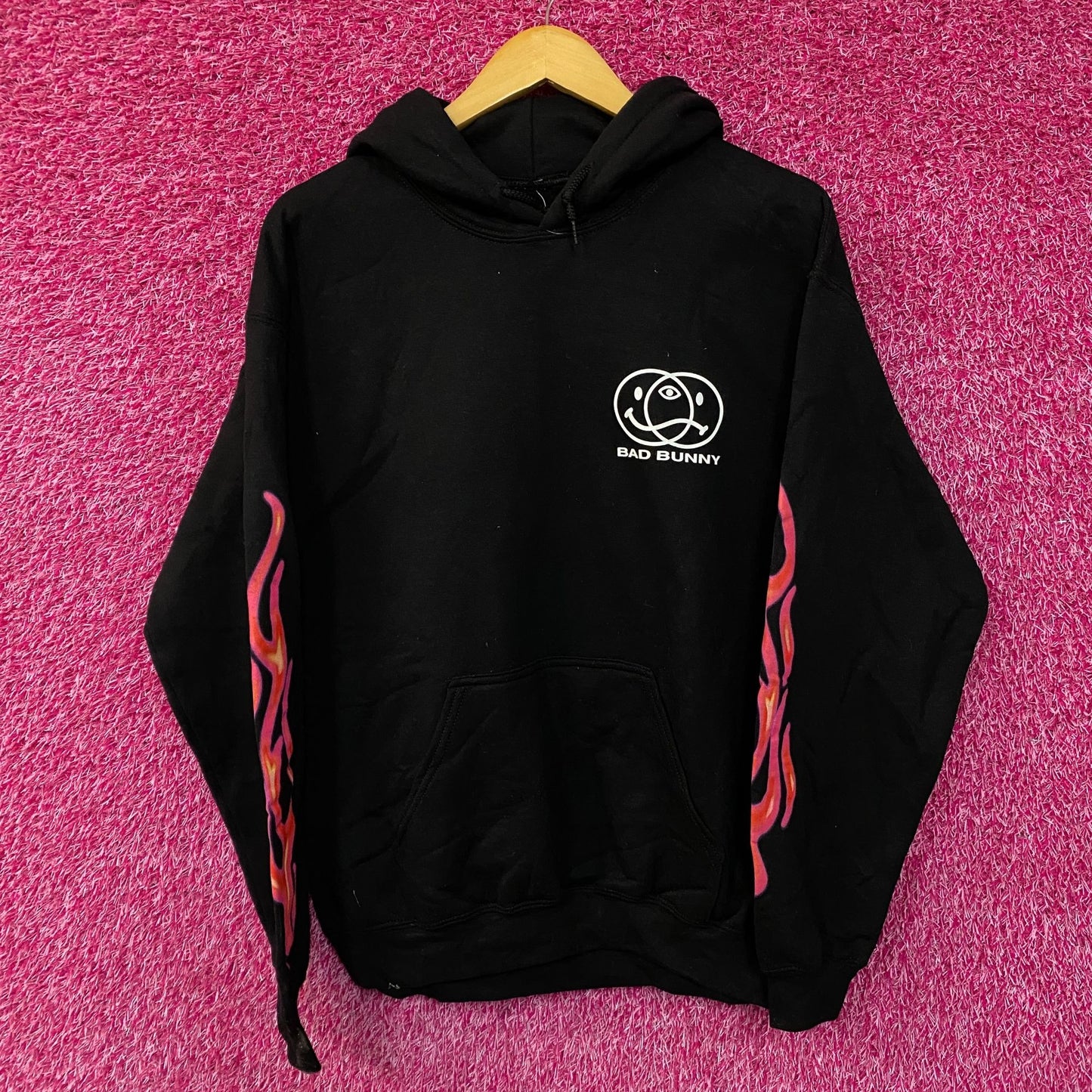 Bad Bunny Flames Hoodie Size Medium