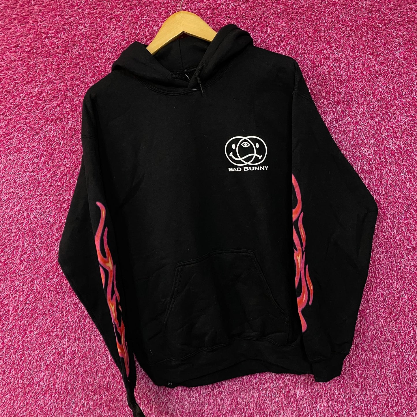 Bad Bunny Flames Hoodie Size Medium