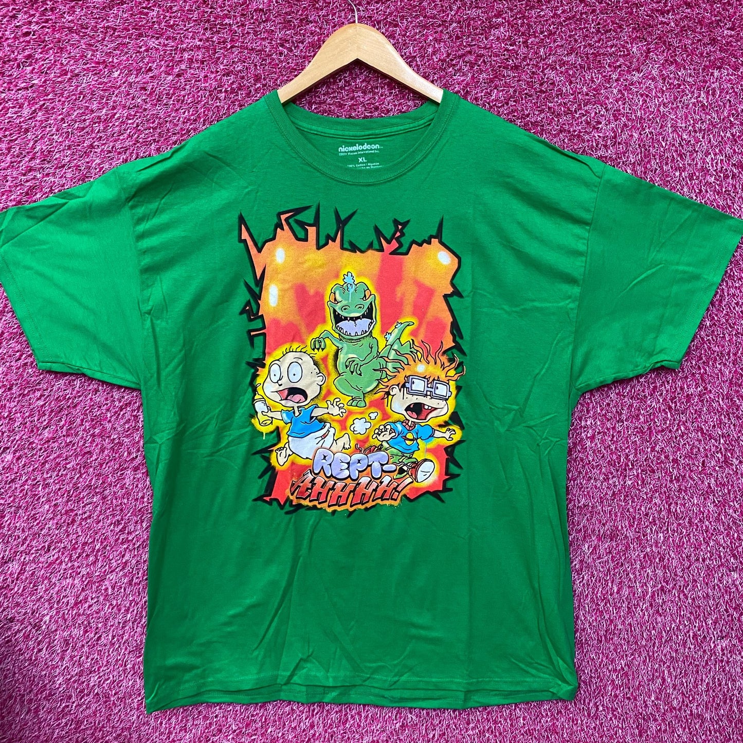 Nickelodeon Rugrats Reptar Rept-Aah! Tommy & Chucky Green T-Shirt XL