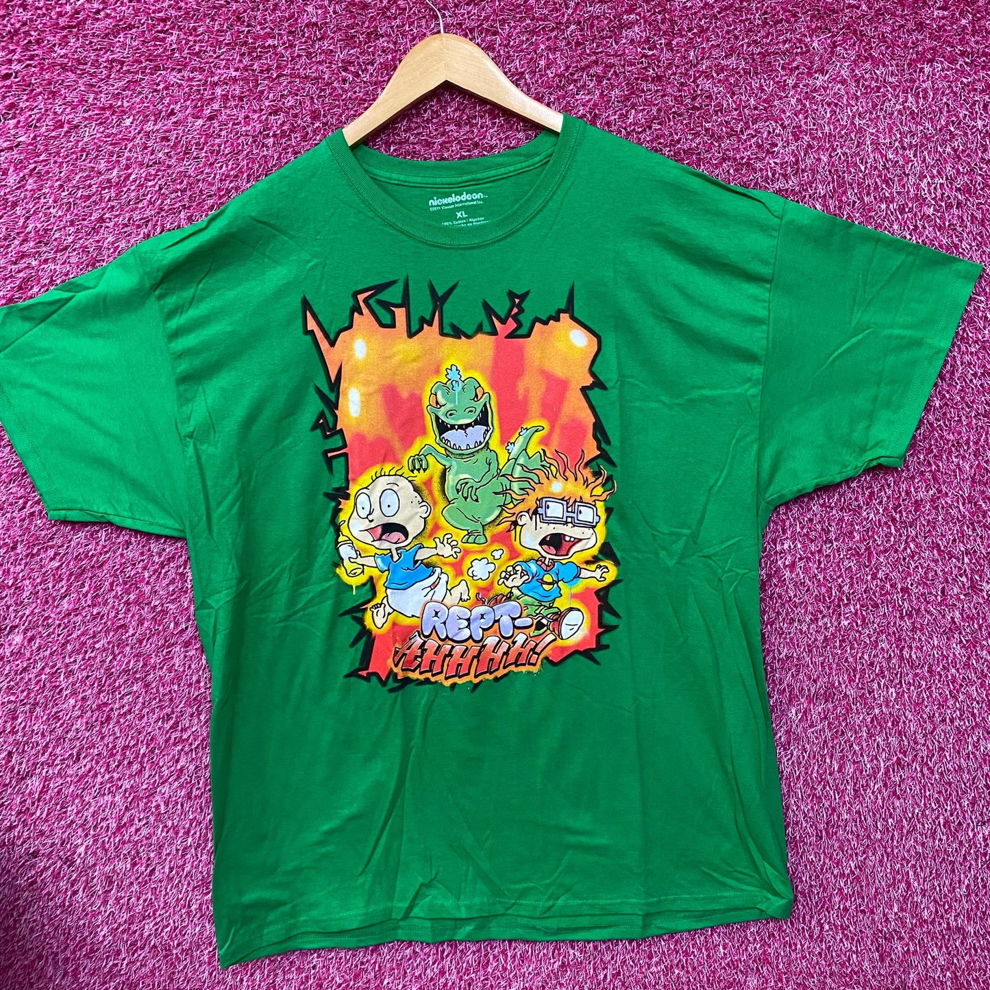 Nickelodeon Rugrats Reptar Rept-Aah! Tommy & Chucky Green T-Shirt XL