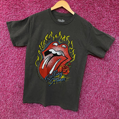 The Rolling Stones Flaming Hot Lips Graphic Rock T-Shirt Small