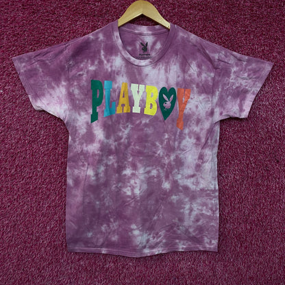 Playboy Colorful Arc Logo Tie-Dye Graphic T-Shirt Large