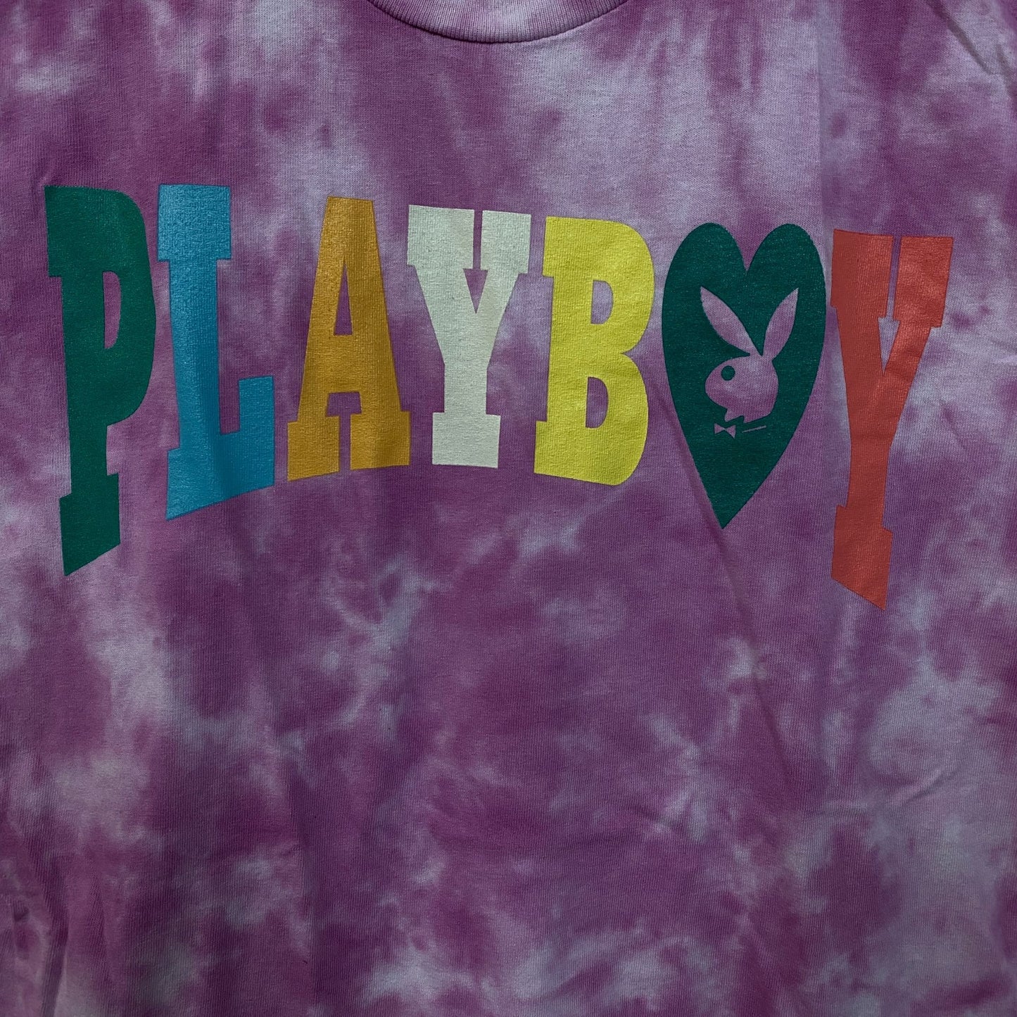 Playboy Colorful Arc Logo Tie-Dye Graphic T-Shirt Large
