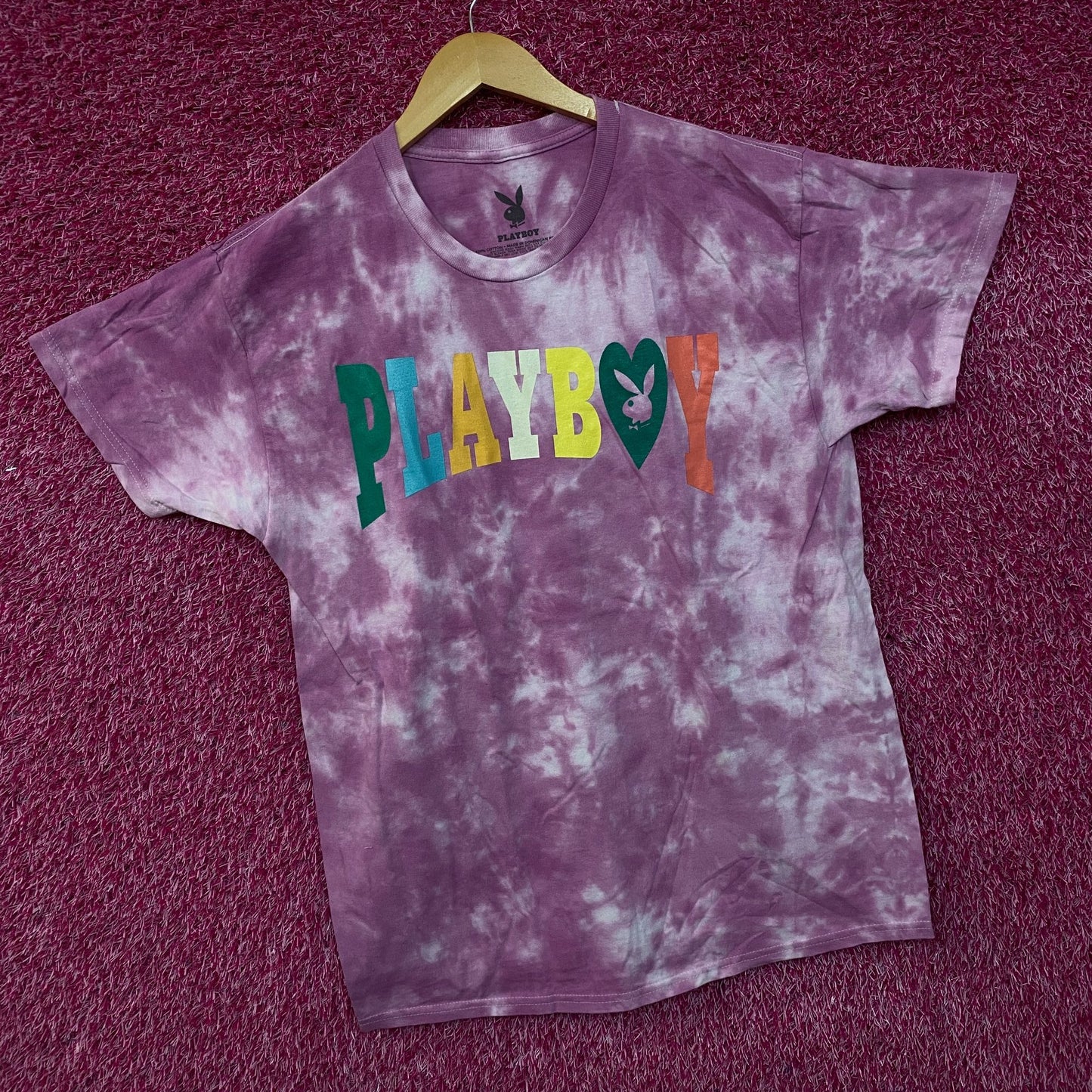 Playboy Colorful Arc Logo Tie-Dye Graphic T-Shirt Large