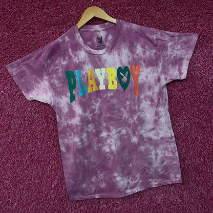 Playboy Colorful Arc Logo Tie-Dye Graphic T-Shirt Large