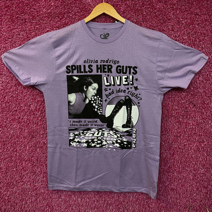 Olivia Rodrigo "Spills Her Guts LIVE!" Graphic T-shirt XL