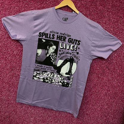 Olivia Rodrigo "Spills Her Guts LIVE!" Graphic T-shirt XL