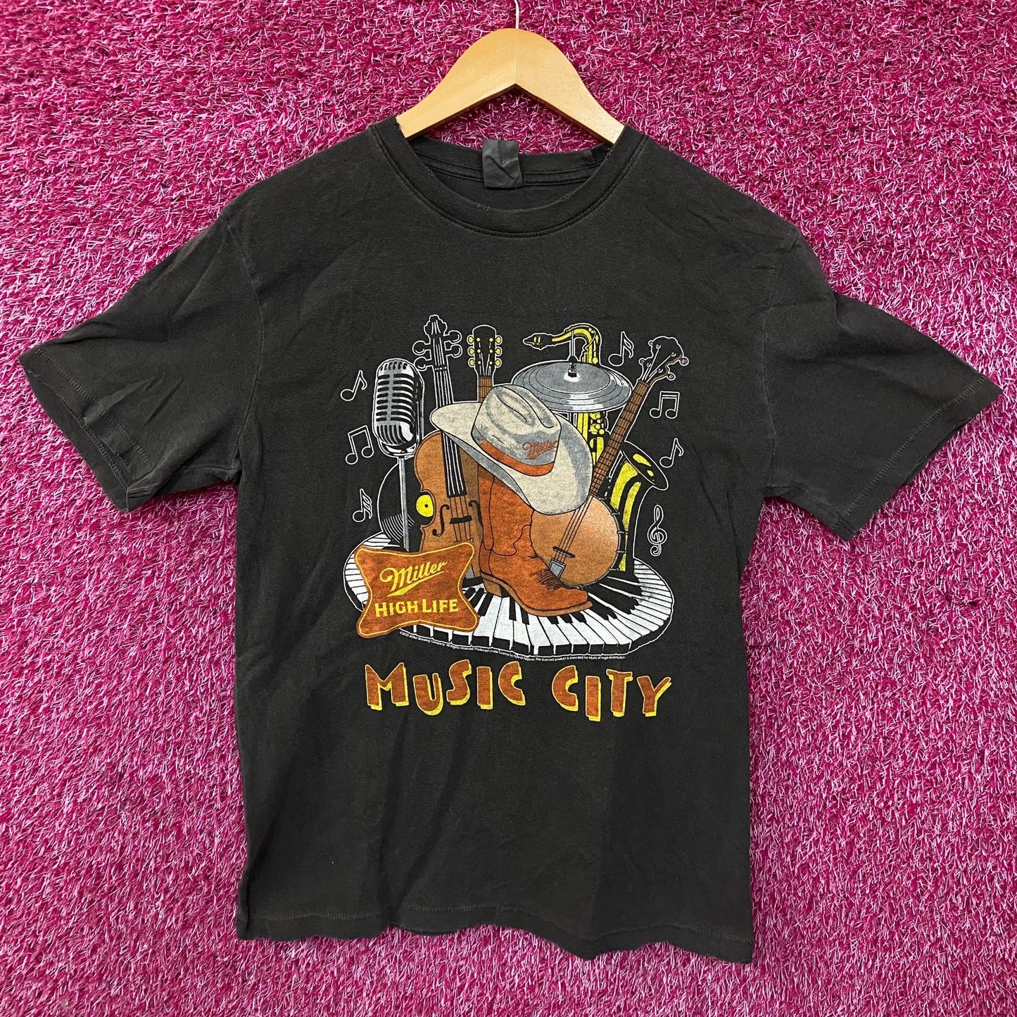 Miller High Life Music City Vintage Style Graphic T-Shirt Small