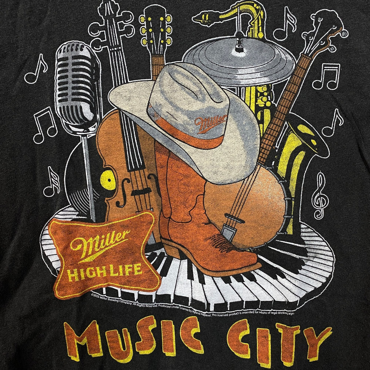 Miller High Life Music City Vintage Style Graphic T-Shirt Small