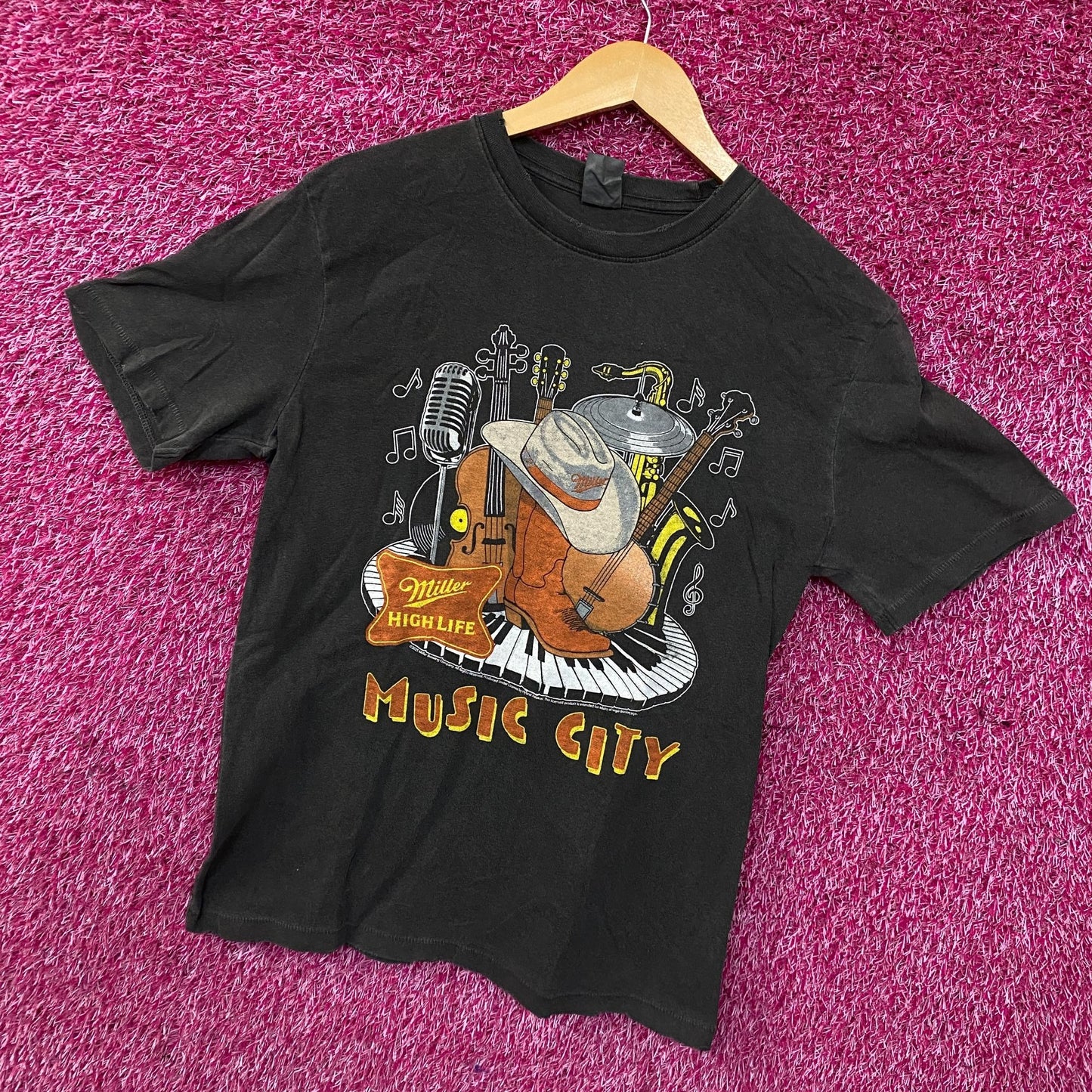 Miller High Life Music City Vintage Style Graphic T-Shirt Small
