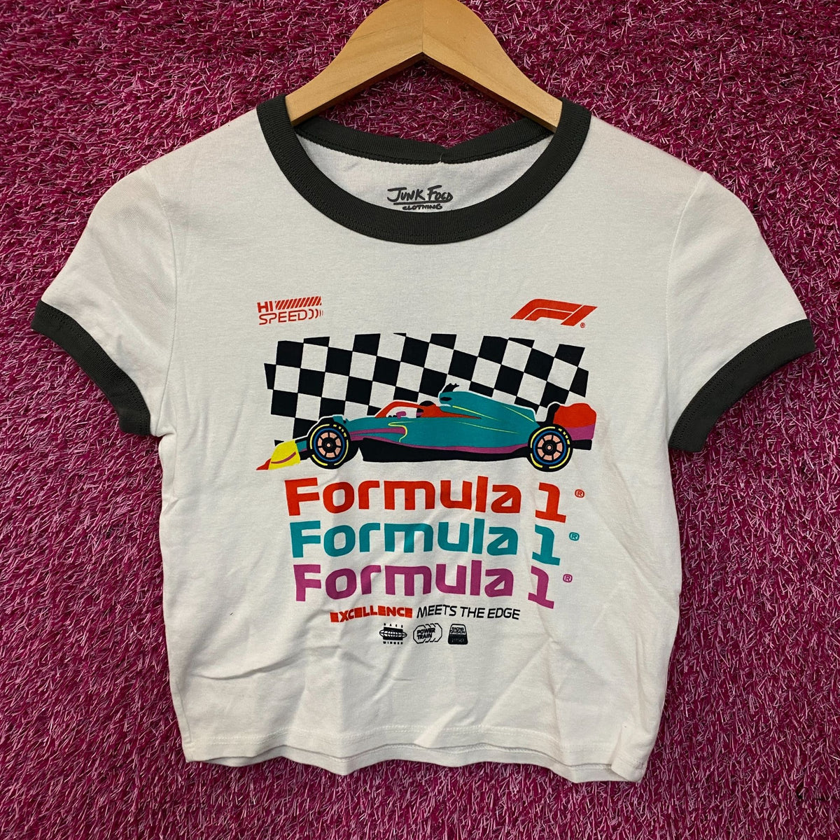 Junk Food Women's Formula 1 Finish Line Crop T-shirt Small